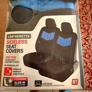 MT Leatherette Sideless Seat Covers - Black and Blue